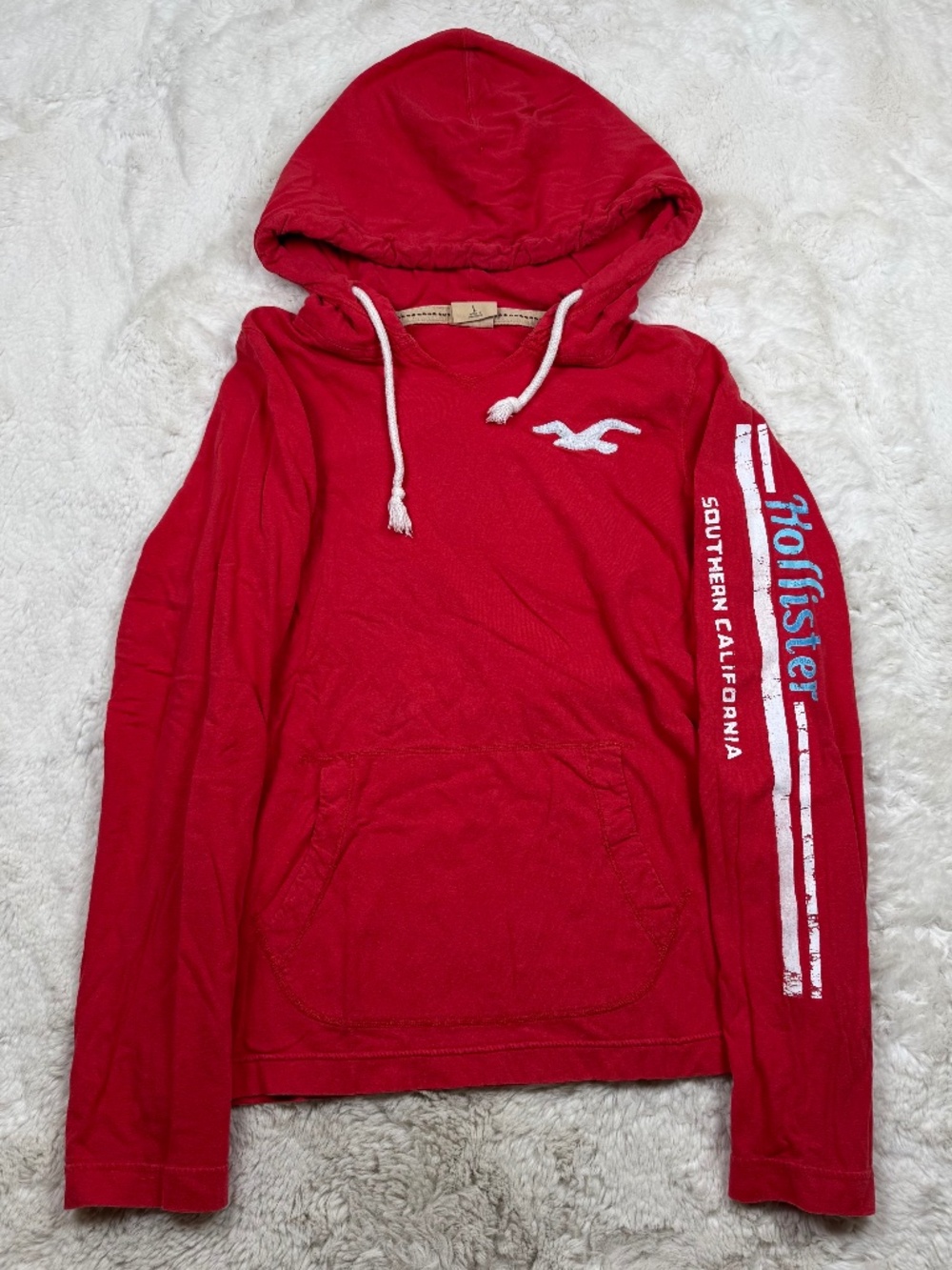 Hollister Co. Y2K Vintage Lightweight Hoodie Sweatshirt Red Men's Large